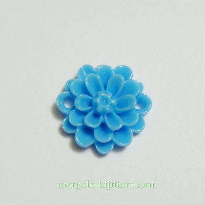 Cabochon/link rasina, floare albastra, 14x5 mm
