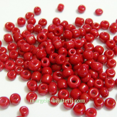 Margele nisip, rosu inchis, opace, 3mm