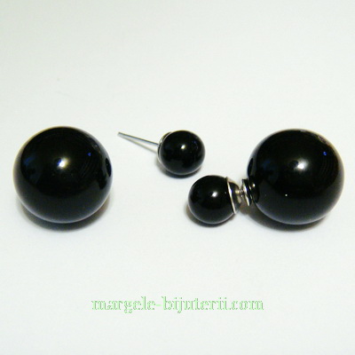 Cercei perle plastic negre, 8 si 16mm