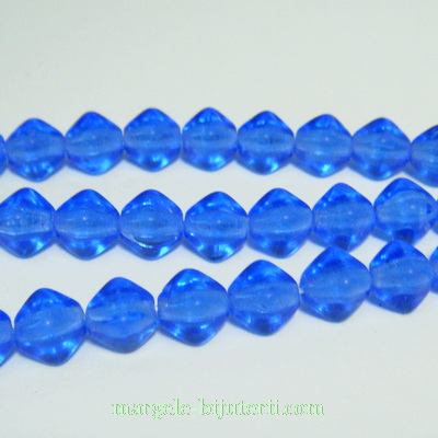 Margele sticla Cehia, presate, biconice, albastru cobalt, 6mm