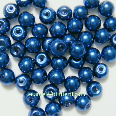 Perle sticla, albastru-cobalt, 4mm