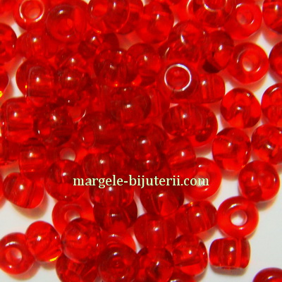 Margele nisip, Rocaille Preciosa 8/0-3mm, rosii, transparente