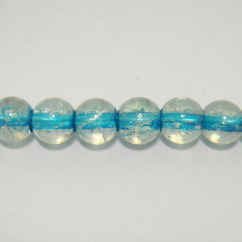 Margele sticla crackle transparente cu interior albastru 8mm