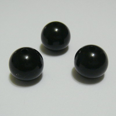 Margele plastic sferice, negre,  12mm