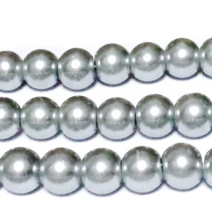 Perle sticla, argintii, 8mm