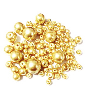 Mix perle sticla, auriu clasic, 4-12 mm