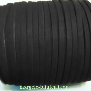 Snur faux suede, negru, grosime 6x1.5mm
