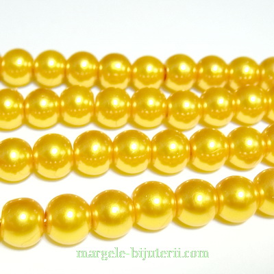 Perle sticla, auriu-metalizat, 8mm