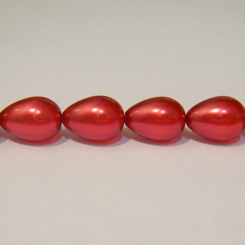 Perle sticla semitransparente lacrima rosii 11x8mm