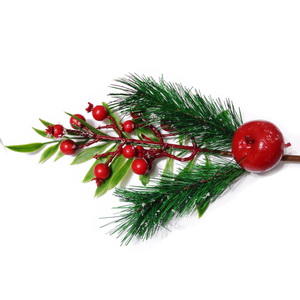 Ornament Craciun 44cm cu crenguta brad, fructe si mar