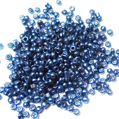 Margele nisip, albastru-cobalt, metalizate, 2mm
