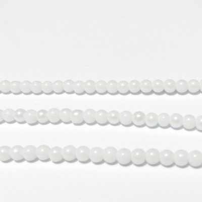 Perle sticla, albe, placate, 4mm