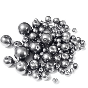Mix perle sticla gri, 4-12 mm
