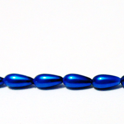 Perle sticla, albastru-cobalt, lacrima 8x4mm