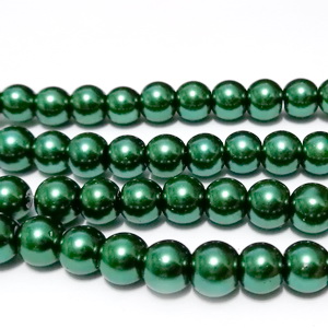Perle sticla, sferice, verde inchis, 6mm