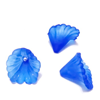 Flori acrilice, frosted, albastru-cobalt, 12x10mm