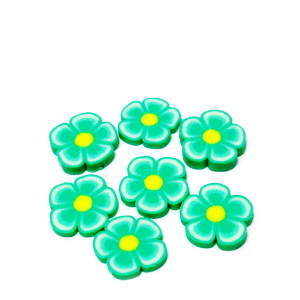 Cabochon polymer, floare verde deschis 9~10x1~2mm