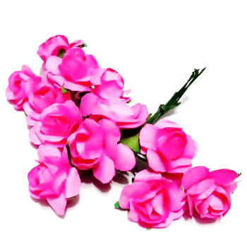 Trandafiri din hartie roz inchis, 20x12mm-legatura 12 buc