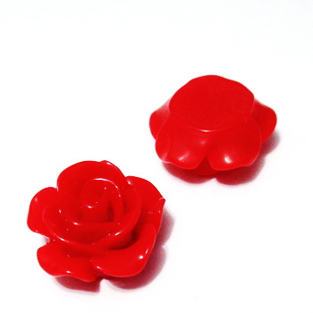 Cabochon rasina, floare rosie, 15x7mm