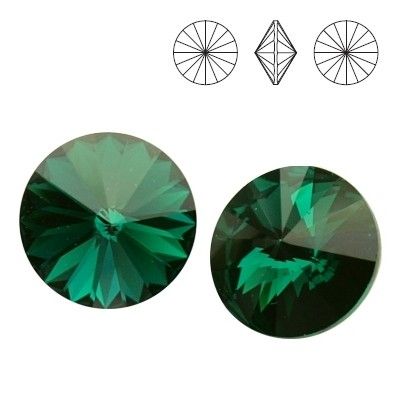 Swarovski Elements, Rivoli 1122 - Emerald, 12mm