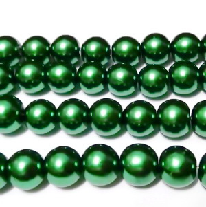 Perle sticla, verde inchis, 10mm
