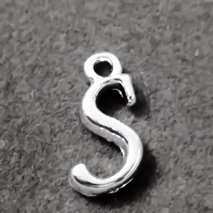 Pandantiv alfabet, argintiu, 14x10mm, litera S