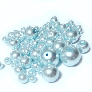 Mix perle sticla albastru deschis, 4-12 mm