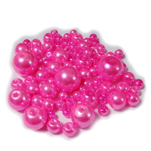 Mix perle sticla roz intens, 4-12 mm