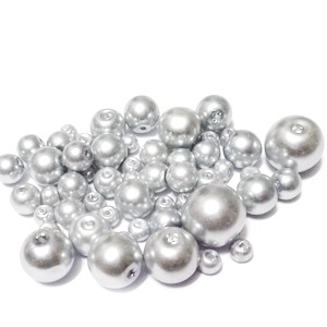 Mix perle sticla argintiu, 4-12 mm