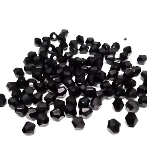 Margele plastic, biconice, negre, 4mm