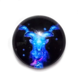 Cabochon sticla zodiac, albastru, CAPRICORN, 12x4mm 