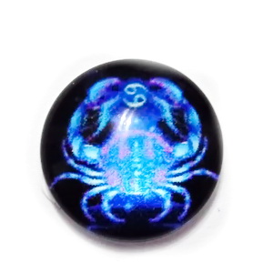 Cabochon sticla zodiac, albastru,  RAC, 12x4mm 