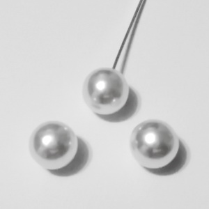 Perle plastic, albe, semigaurite, 8mm