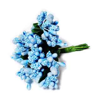 Buchet 12 flori albastru deschis, din stamine, 7-8 cm