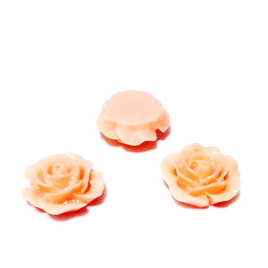 Cabochon rasina, floare roz somon, 15x7mm