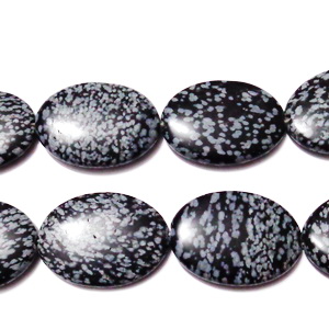 Obsidian fulg de nea, plat, 30x22x5mm