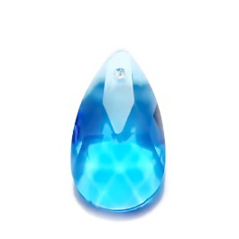 Pandantiv sticla, fatetat, bleu, lacrima 22x13x7mm