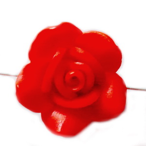 Margele polymer, floare rosie, 18~21x9~13mm