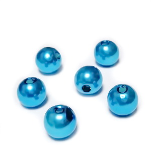 Perle plastic ABS, imitatie perle bleu, 8mm