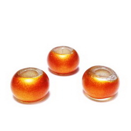Margele sticla tip Pandora, portocaliu-caramiziu, mate, 10~11x7.5~8mm
