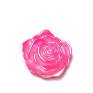 Cabochon plastic ABS, perlat, floare roz, 17x17.5x6.5mm