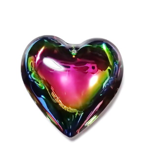 Pandantiv sticla electroplacata, multicolor, inima 42x44x15mm