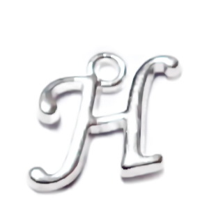 Pandantiv alfabet, argintiu, 12x12x2mm, litera H