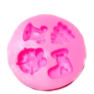Forma modelaj din silicon roz, 4 forme pt. Craciun, 8.2x1.5cm
