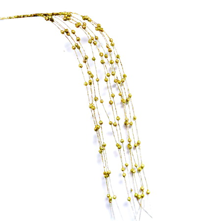 Ornament brad auriu cu glitter, 55cm +codita 40cm, bobite poliestiren de 1cm