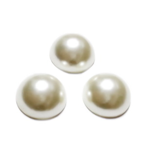 Cabochon plastic ABS, imitatie perle crem, 16x8mm