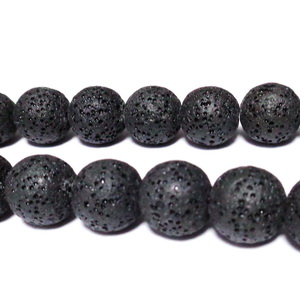 Margele lava neagra, 12mm, orificiu 1.8mm