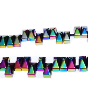 Hematite cu 2 orificii, placate multicolor, 6x3mm