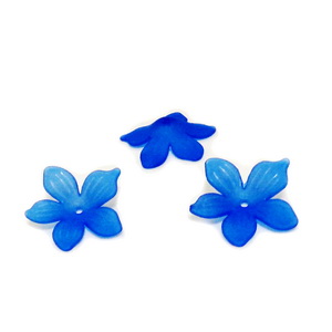 Flori acrilice, frosted, albastre, 20x22x4.5 mm