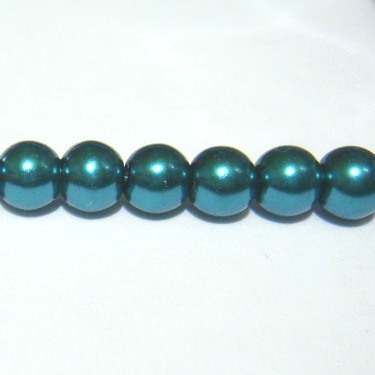 Perle sticla, verde-smarald, 6mm